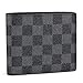 Slim Bifold Checkered Leather Wallet | Classic Minimalist Style | with ID Window/Card Case/Bill Holder | for Men and Women (black)