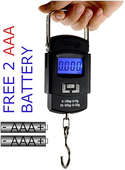 Klick n Shop ShopAIS Weighing Scale Digital Portable Hook Type with Temp (Black, 50 Kg)