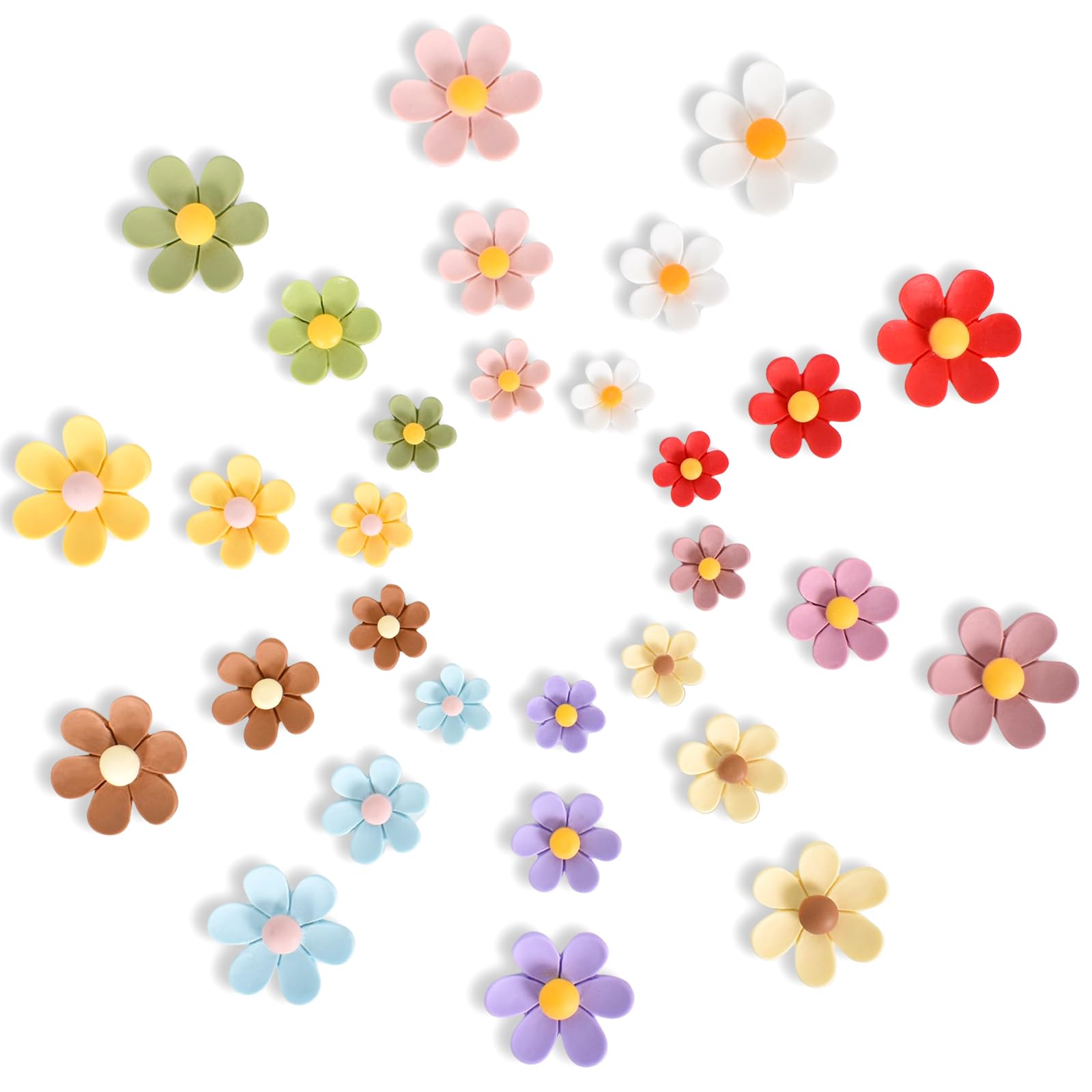 30 Pcs Flower Fridge Magnets, Mini Fridge Decorations, Flower Whiteboard Magnets, Colourful Daisy Fridge Magnets, Refrigerator Stickers Magnets, 10 Colors, for Kitchen, Office, School