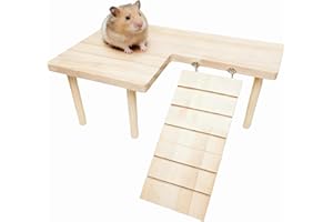 Feiena Wooden Hamster Platform for Hamster Cage Accessories Climbing Toys Dwarf Syrian Hamster Gerbil Rat Mice Degus or Other Small Pets (Rectangle)