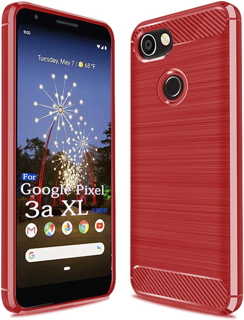 Sucnakp Pixel 3a XL Case,Google Pixel 3a XL TPU Shock Absorption Cell Phone Cases Technology Raised Bezels Protective Cover for Pixel 3 a XL Phone（Red）