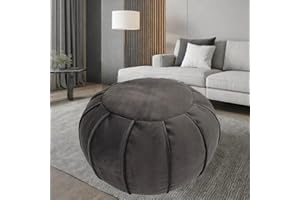 Louis Donné Unstuffed Ottoman Pouf Cover, Eco-Friendly Fabric Pouf Ottoman Floor Chair with Storage Solution for Bedroom, Round Foot Stools for Seating Poufs for Living Room Camper（Dark Brown）