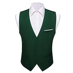 Barry.Wang Mens Hunter Green Suit Vest Bow Tie Set