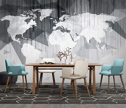 Amazon Hxcok 3d壁紙壁の壁画ステッカー装飾ライン世界地図パターン背景アートキッズルーム 130x80cm 壁紙