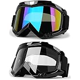 LMAVAG Dirt Bike ATV Goggles 2 Pack Motorcycle Gear for Men Women Motocross Bike Riding Offroad Helmet Ski Glasses UV400 Anti-Fog Scratch Dustproof Adult Youth Kids（Color+Clear）