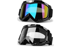 LMAVAG Dirt Bike ATV Goggles 2 Pack Motorcycle Gear for Men Women Motocross Bike Riding Offroad Helmet Goggles Ski UV400 Anti-Fog Scratch Dustproof Adult Youth Kids（Color+Clear）