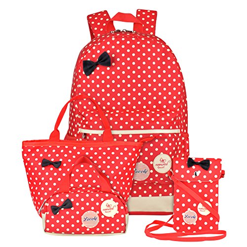 Moonwind Polka Dot 3pcs Kids Book Bag School Backpack Handbag Purse Girls Teen (Red 4Pcs Polka Dots) Moonwind Polka Dot 3pcs Kids Book Bag School Backpack Handbag Purse Girls Teen (Red 4Pcs Polka Dots)