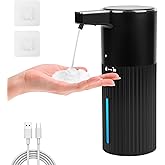 Automatic Foaming Soap Dispenser,13.52oz Wall Mounted Rechargeable Smart Hand Soap Dispenser Touchless 4-Levels Adjustable, IPX5 Waterproof for Bathroom Kitchen Office-Black