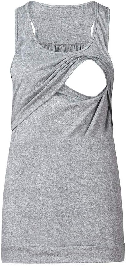 Women's Maternity Layered Nursing Tops Solid Short/Long Sleeve Henley V Neck T-Shirts Breastfeeding Blouse