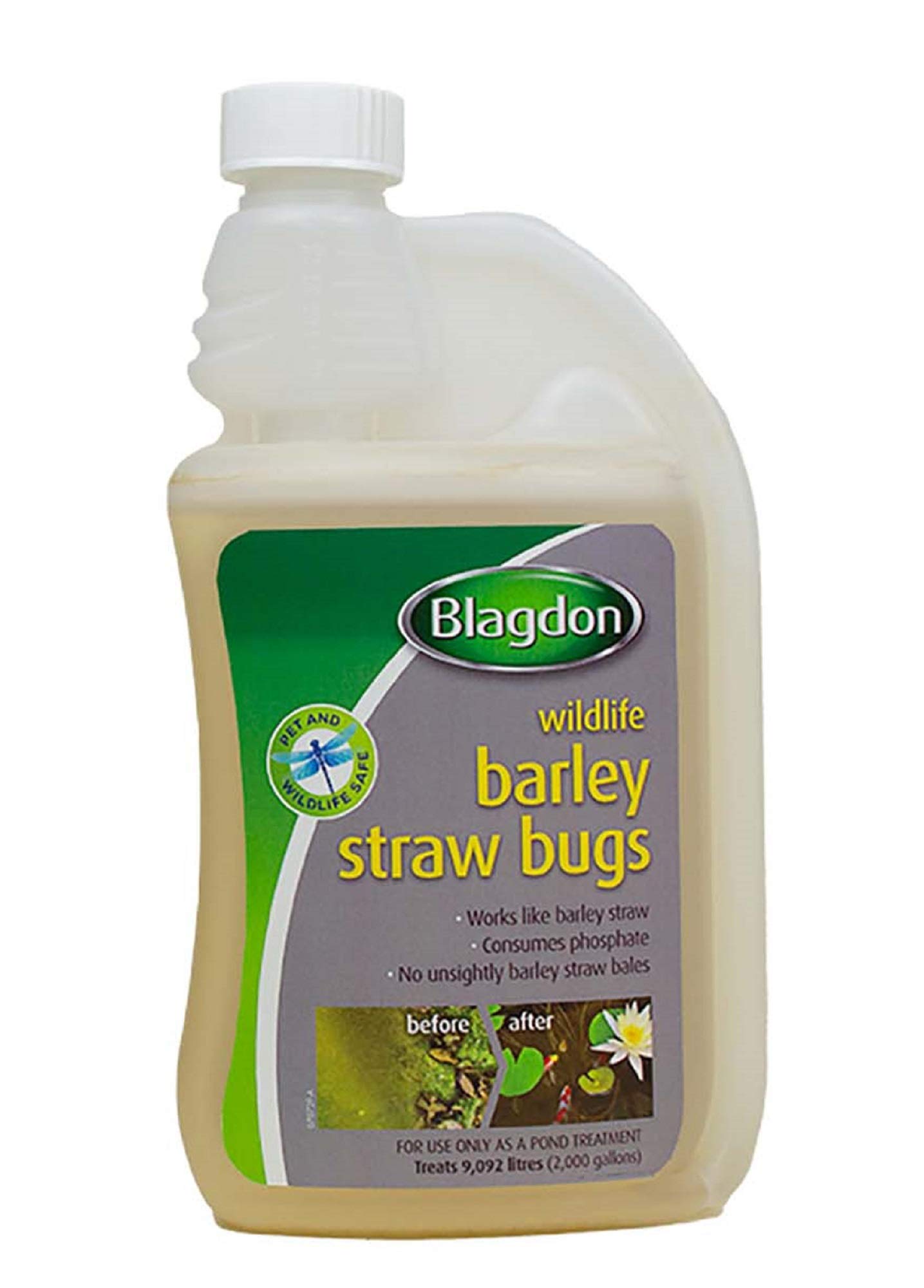 Blagdon Natural Barley Straw Bugs, 1 Litre, Pond Water Treatment, Clears Green Water, Suspended Algae and Blanketweed, Consumes Phosphate, Eats Organic Matter, Pet and Wildlife Safe
