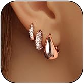 Gold Hoop Earrings For Women,14k gold Plated trendy small lightweight chunky gold/silver hoops earrings set dainty non tarnish waterproof gold/silver earrings pack stack for women