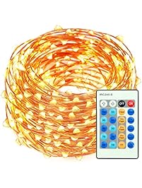 LED String lights 66ft 200 LEDs Dimmable with Remote Control Amysen Waterproof Decorative Lights for Bedroom,Wedding,Patio,Garden,Gate,Yard,Party(Warm White,Copper Wire Lights)