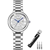 deselon Watch for Women Fashion Silver Stainless Business Classic Dress Luxury Analog Waterproof Simple Ladies Female Wife Gifts Wrist Watches