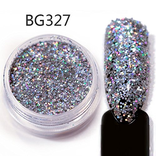 Buy 327 Eness 1box 4 Size Laser Silver Nails Glitter Powder
