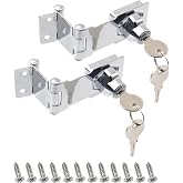 2 Pack Door Lock Hasp Latchs, Collapsible Solid 304 Stainless Steel | File Cabinet Lock Desk Drawer Lock, for 90 Degree and 180 Degree Drawers, Dabinets, Doors, Flip Barn Door (Individual Key)