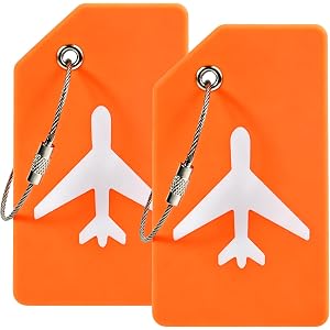 QVYQVY 2 Pack Silicone Luggage Tags for Suitcases | Stainless Loop, Name ID Tags Card, Quickly Spot Luggage