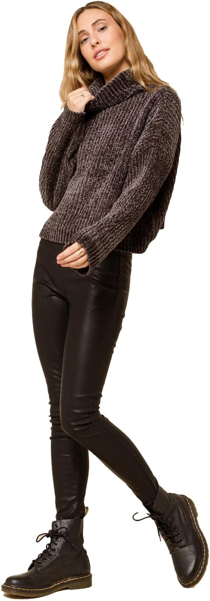 blank denim vinyl pull on leggings