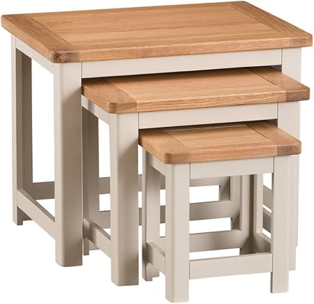 Portland Painted Oak Nest Of Tables Amazon Co Uk Kitchen Home
