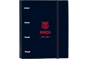 Safta F.C. Barcelona Corporativa – 4 Ring Binder 35 cm with 100 A4 Sheets, Ideal for Children of Different Ages, Comfortable and Versatile, Quality and Strength, 27 x 3.5 x 32 cm, Navy Blue