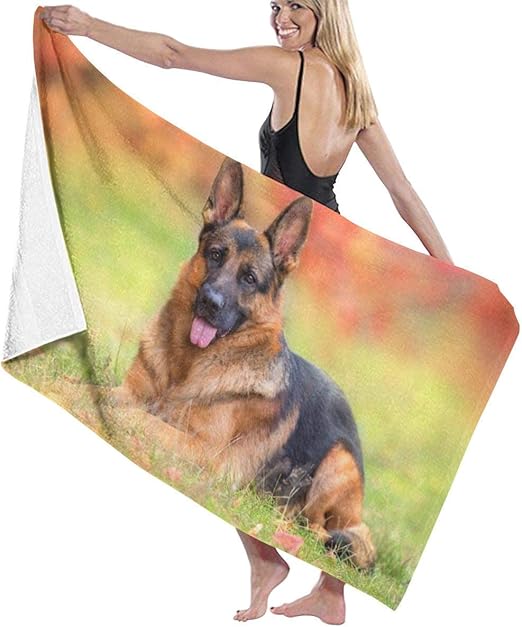 Jxrodekz Quick Dry Beach Towel German Shepherd Bath Towel Beach Blanket