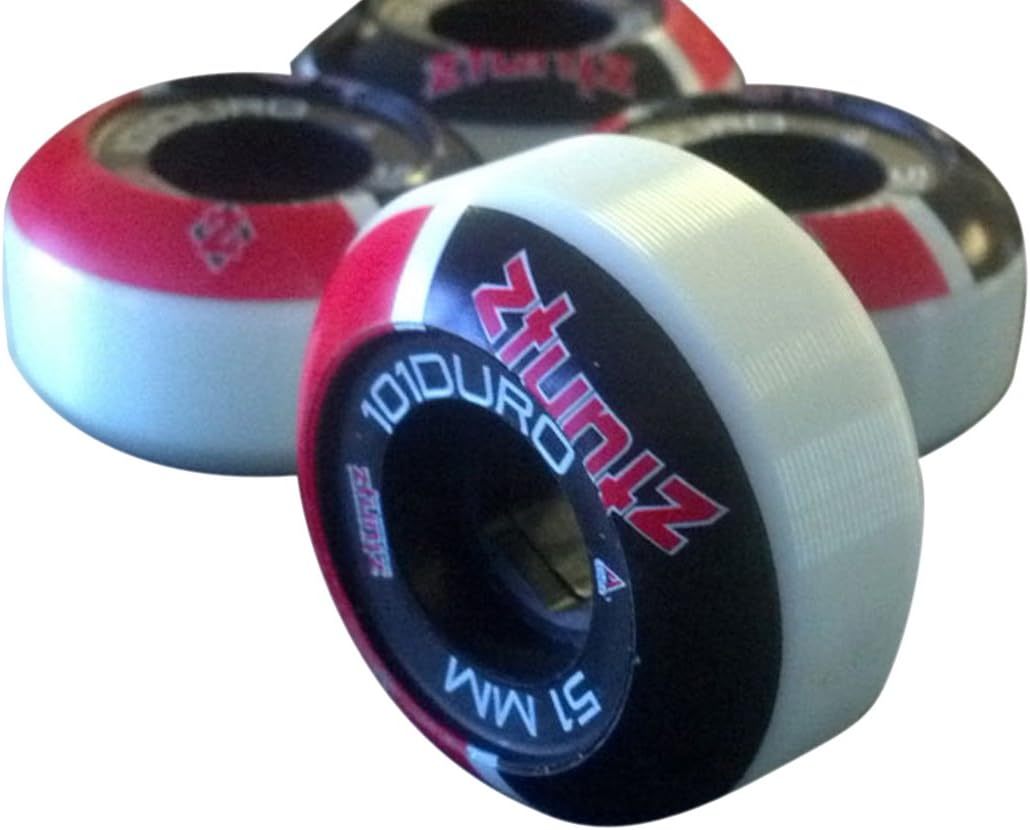 Aerial Wheels "LOGO Street Skateboard Wheels (Set of 4), 51mm/101 Durometer, White/Black/Red