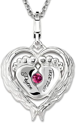 Collier De Pieds De Bebe En Argent Sterling Avec Pierre De Naissance Et Grave Personnalise Maman Bijoux Argent 35cm Amazon Fr Bijoux