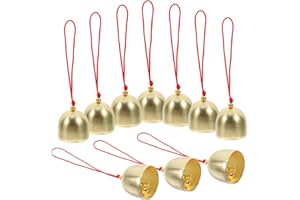 NUOBESTY 10pcs Metal Hanging Jingle Bells with Red String Rustic Vintage Style Chime Accessories for DIY