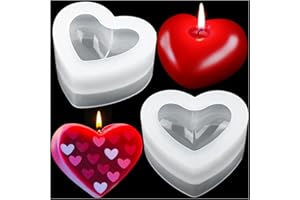 KVCSYAW 3D Heart Candle Mold, 2 Pcs Silicone Mold for Candle Making, Valentine's Day Handmade Candle Making Mould, DIY Craft Resin Mold for Fondant Cake, Aromatherapy Candle, Chocolate, Soap, Candy