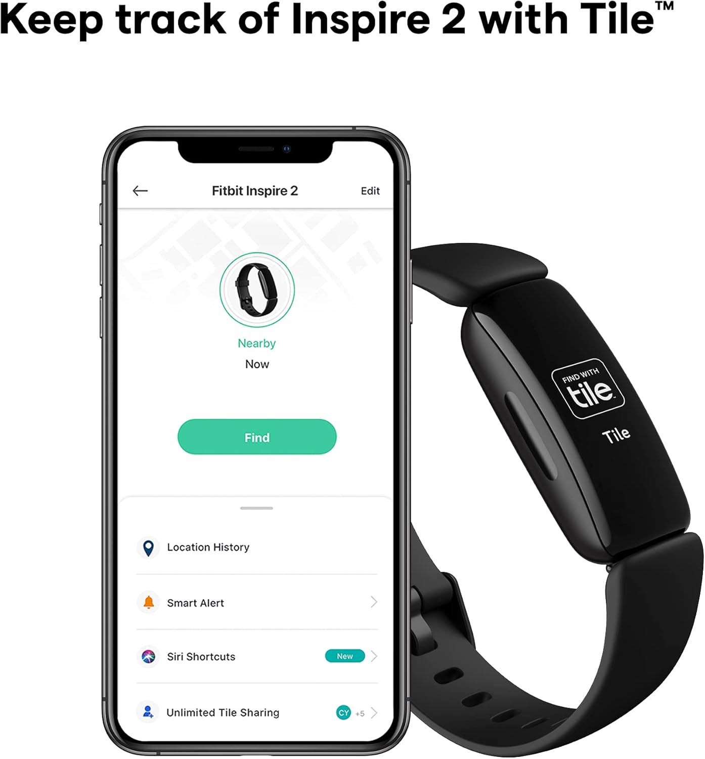 Fitbit Inspire 2 Health & Fitness Tracker with a Free 1-Year Fitbit Premium Trial, 24/7 Heart Rate, Black/Black, One Size (S & L Bands Included): Health & Personal Care