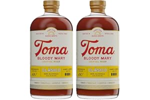 Toma Bloody Mary Mix, Premium Cocktail Mixers for Simple At-Home Hosting for Brunch and Events, All-Natural, Gluten Free, Vegan, No Added Preservatives, CLASICO 32oz (Medium), Pack of 2