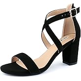 JOY IN LOVE Women's Chunky Block Heels 3 Inch Ankle Strap Low Heel Sandals