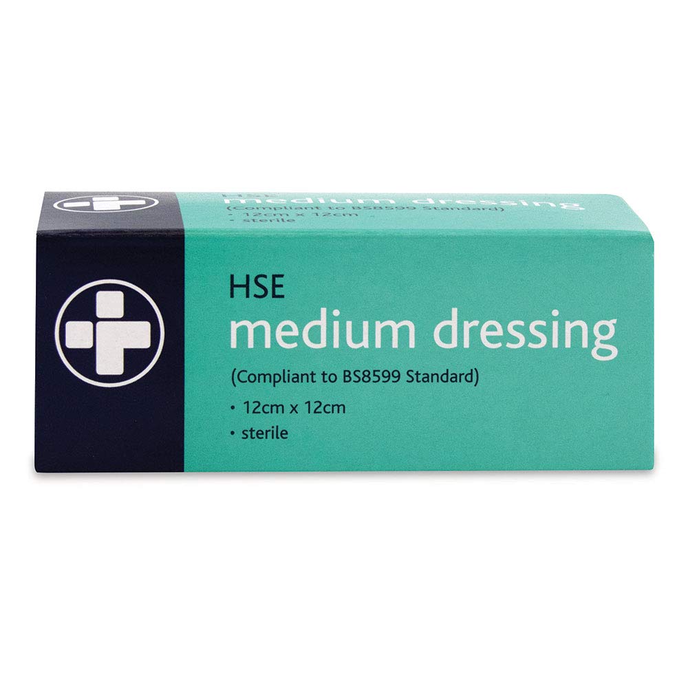 Reliance Medical Medium Sterile HSE Dressing in Box, 12cm x 12cm, Ideal for First Aid Emergencies, Wound Care, and HSE Kit Refills (Pack of 10)