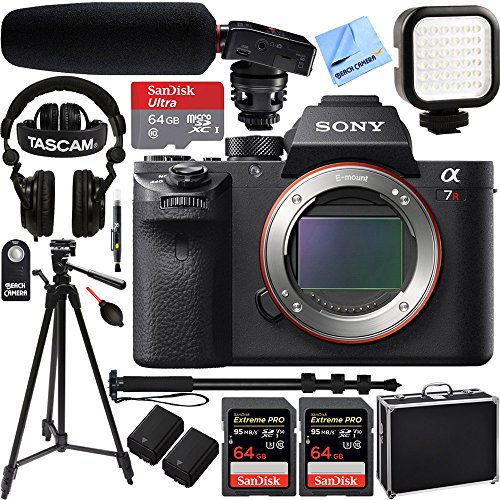 Sony-a7R-III-Full-frame-Mirrorless-Interchangeable-Lens-424MP-Camera-Body-w-Tascam-DSLR-Audio-Recorder-and-Shotgun-Microphone-128GB-64GB-a7RIII-Pro-Video-Bundle