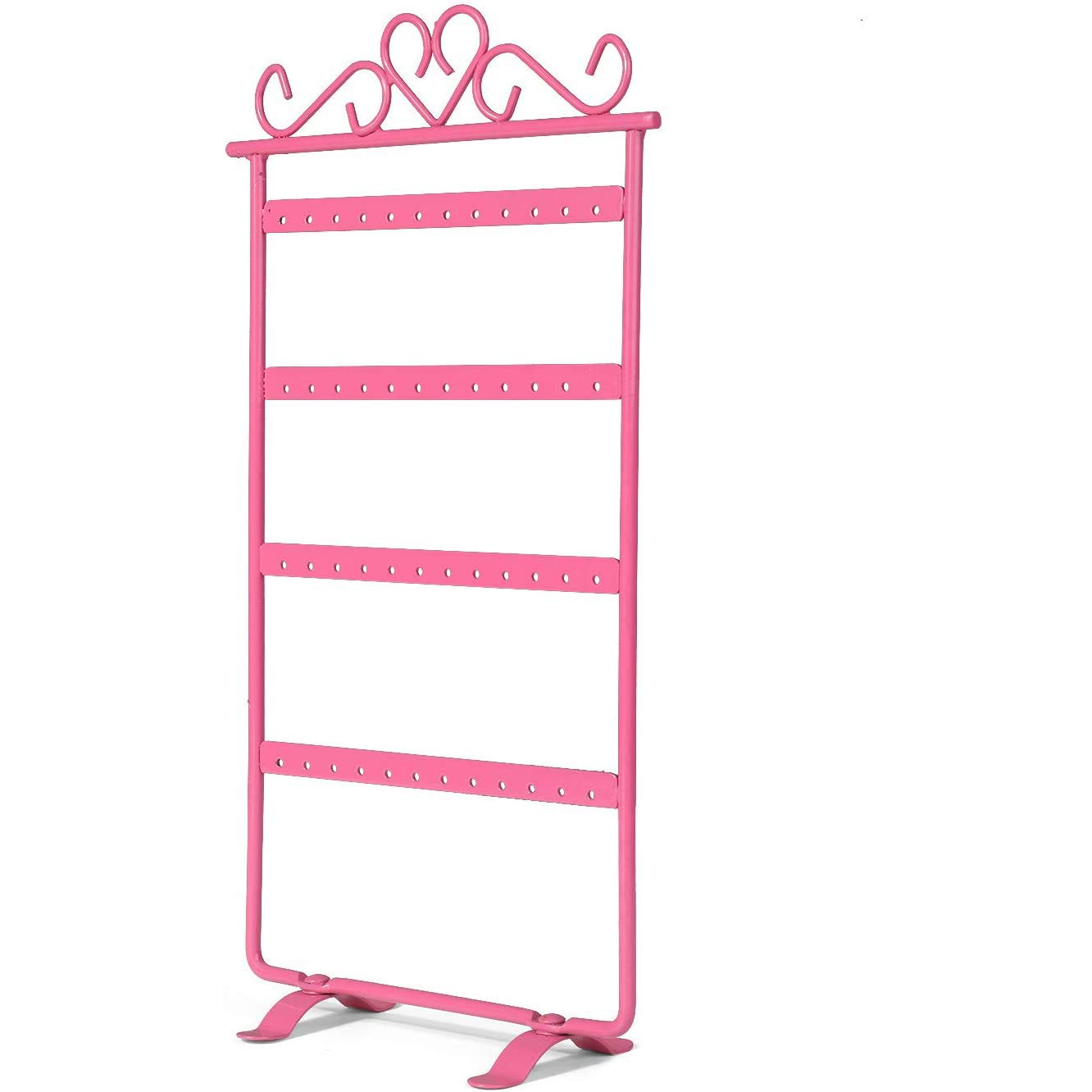 Shiwaki Item display stand 48 Holes, item Tower Stand, 4 Tiers Layers Hanging Display Rack, Storage for Home decoration, wedding accessories storage (Pink)