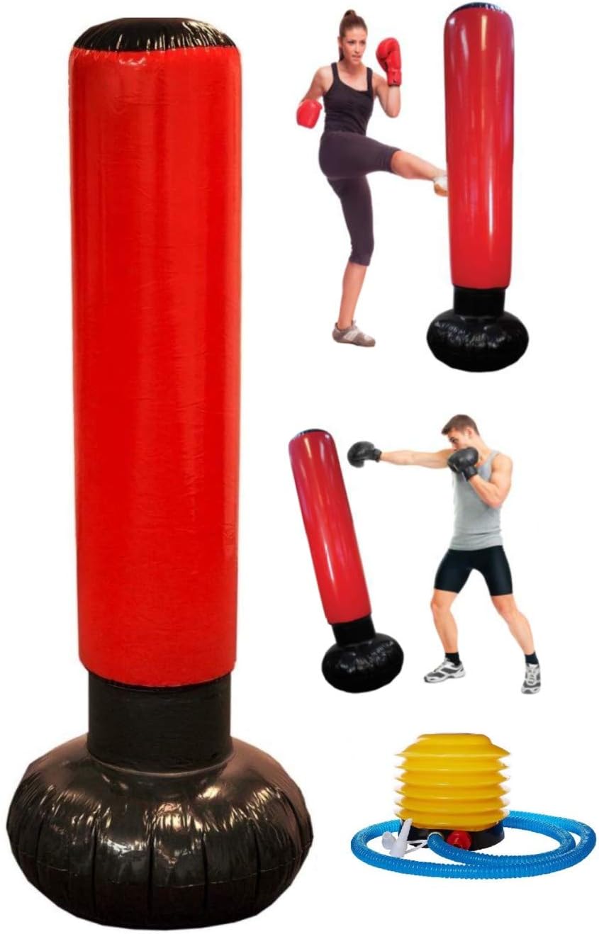 Hendem® Inflatable Punching Tower With Foot Pump Anti-Leak Water Weighted Base Punch Boxing Bag 62" Tall
