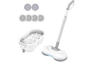 Redkey M1 Electric Spin Mops with Self Cleaning Bucket, Cordless Electric Spin Mop with LED Headlight & Water Sprayer, 60Min Runtime, Electric Mop for Hardwood/Tile Floor Cleaning and Polisher, 6 Pads