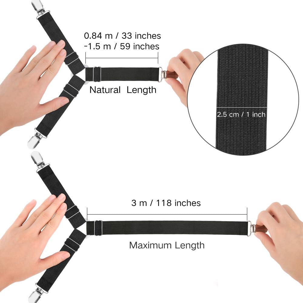 Bed Sheet Fasteners, 4 PCS Adjustable Triangle Elastic Suspenders Gripper Holder Straps Clip for Bed Sheets,Mattress Covers, Sofa Cushion: Home & Kitchen