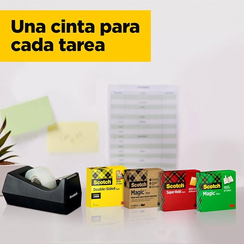 Magic Cinta Adhesiva Invisible - Caja de 8 Rollos de 19mm x 33m - Cinta Adhesiva de Uso General para Reparación, Etiquetado y Sellado de Paquetes y Documentos