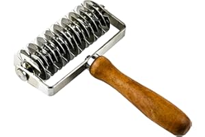 Lattice Cutter Stainless Steel Lattice Roller Wood Handle Baking Roller Cutter for Pie Crust Pizza Beef Wellington, for Home 