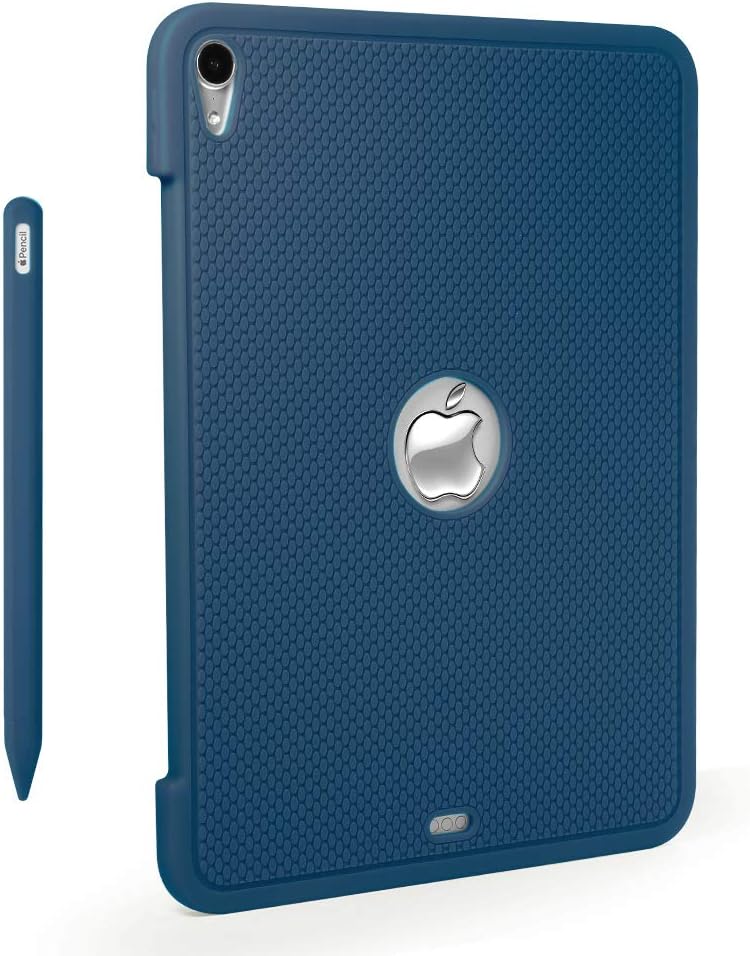 ZALU Case Compatible with iPad Pro 12.9 inch (Gen 3) 2018, Premiun Silicone Cover Case with Gen 2 Apple Pencil Case (Midnight Blue)