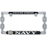 Elektroplate United States Navy Premium 3D License Plate Frame Chrome | Officially Licensed, Weatherproof Chrome-Plated Metal, Custom Molded with USN Crest Domed Graphics, Standard 12" x 6" Fit