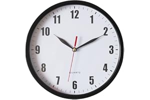 SAC SMARTEN ARTS Black Wall Clocks Battery Operated Wall Clock for Kids Silent Non-Ticking Easy to Read Wall Clock for Bathroom Kitchen Living Room Bedroom in 8 Inches