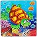 Bearstar Wooden Jigsaw Puzzle with Storage Tray for 2 to 4 Years Old Kids, Set of 3 (16-Pieces Ocean Animals)