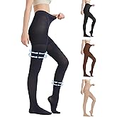 MGANG Medical Compression Pantyhose for Women & Men, Closed Toe, Opaque, Waist High Compression Circulation Leggings, 15-20 mmHg Firm Support Compression Hose for Varicose Veins, Edema, Navy Blue L