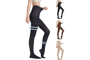 MGANG Medical Compression Pantyhose for Women & Men, Closed Toe, Opaque, Waist High Compression Circulation Leggings, 15-20 mmHg Firm Support Compression Hose for Varicose Veins, Edema, Navy Blue M