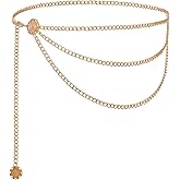 IANFAN Multilayer Metal Waist Chain, Gold Chain Belts Adjustable Women Gold Long Belt Body Belly Jewelry for Dresses Jeans Trousers
