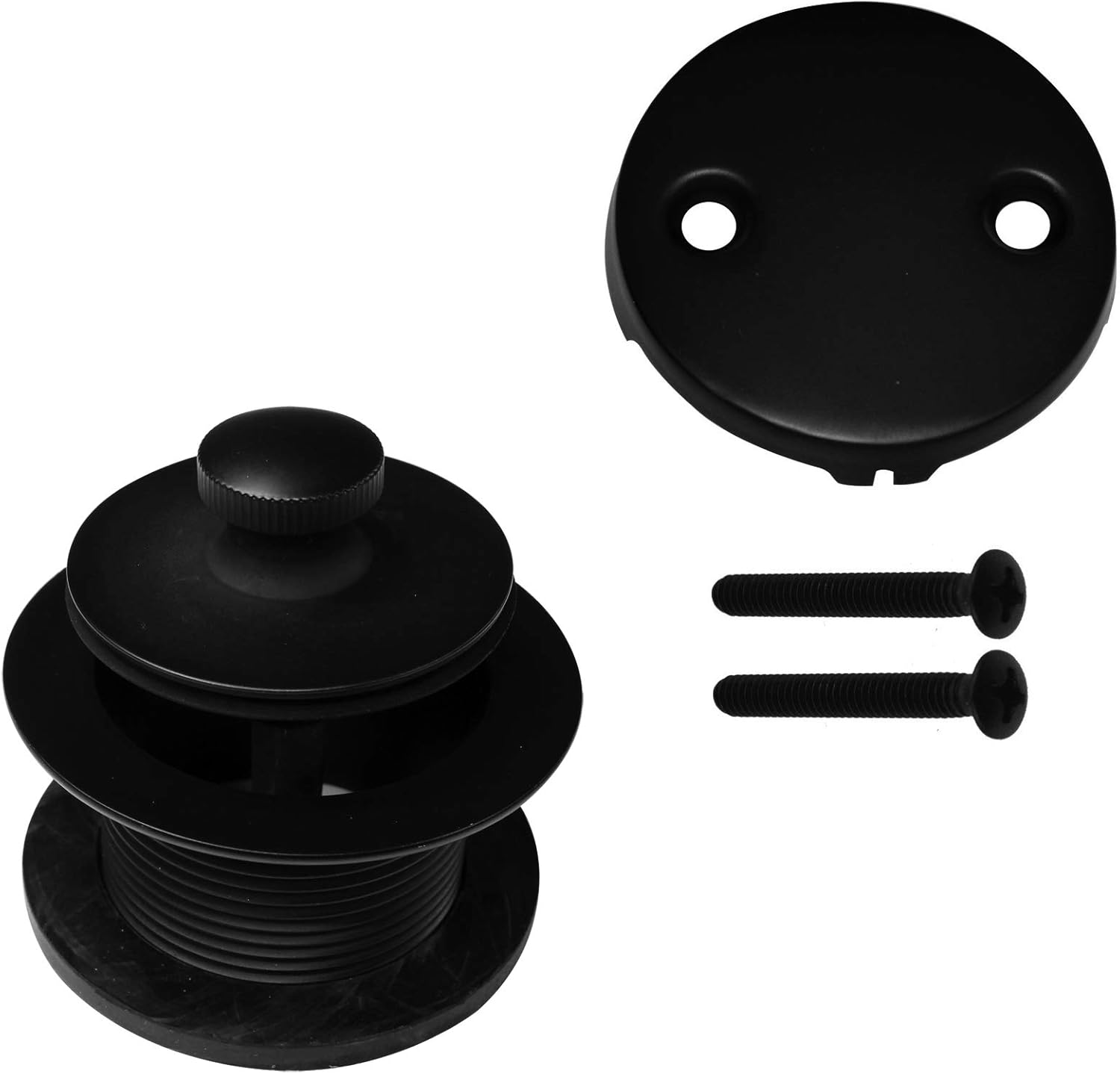 Westbrass Twist & Close Tub Trim Set with Two-Hole Overflow Faceplate, Matte Black, D94-2-62 - Drain Stoppers - 