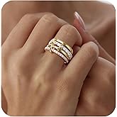 OOOPEL Gold Stackable Rings for Women Non Tarnish 14K Gold Plated Rings and 925 Sterling Silver Cubic Zirconia Ring Hypoallergenic Interlocking Mixed Metals Stacked Ring Set Size 5-9 Jewelry Gifts
