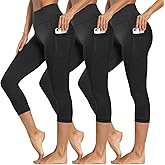 3 Packs Leggings with Pockets for Women, Soft High Waisted Tummy Control Workout Yoga Pants