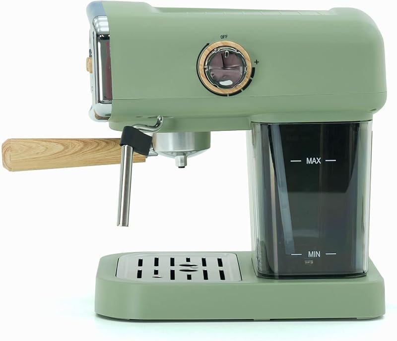 Cafetera Express Semiautomática Caprizze Kai 1050 W 15 Bares Capacidad para 5 Tazas de Café con Vaporizador Color Verde Mate